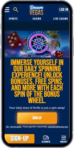 Dream Vegas Casino Bonus Wheel - Daily Spins and Rewards