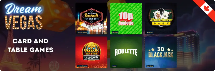 Dream Vegas Casino Card and Table Games