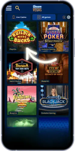 Dream Vegas Casino game selection and lobby